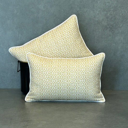 Yellow Zig Zag Linen Cushion Cover 12 x 18