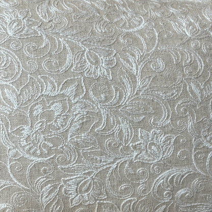 Beige Embroidered Linen Cushion 12 x 18