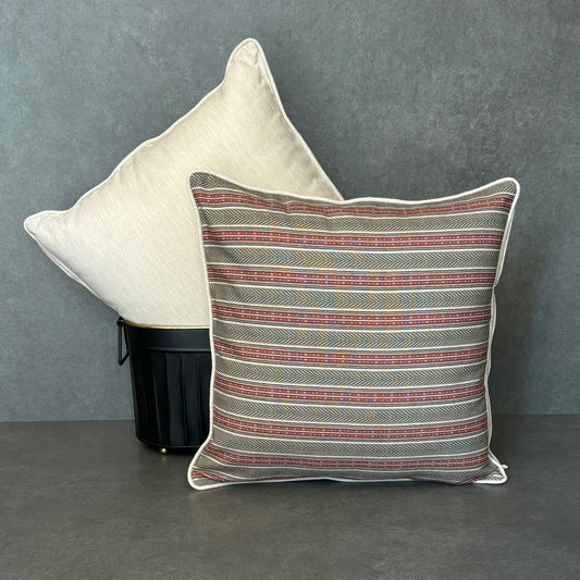 Beige Stripe linen Cushion Cover 18 x 18