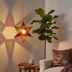 Hanging Star Lantern Red & Amber