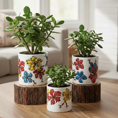 White Floral Ceramic Planter