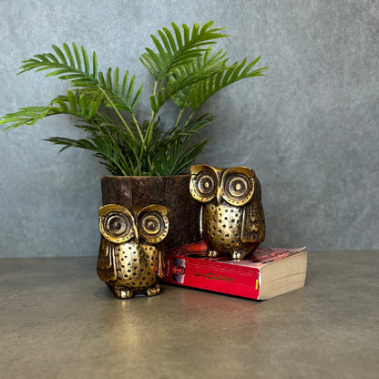 Antique Gold Metal Owl