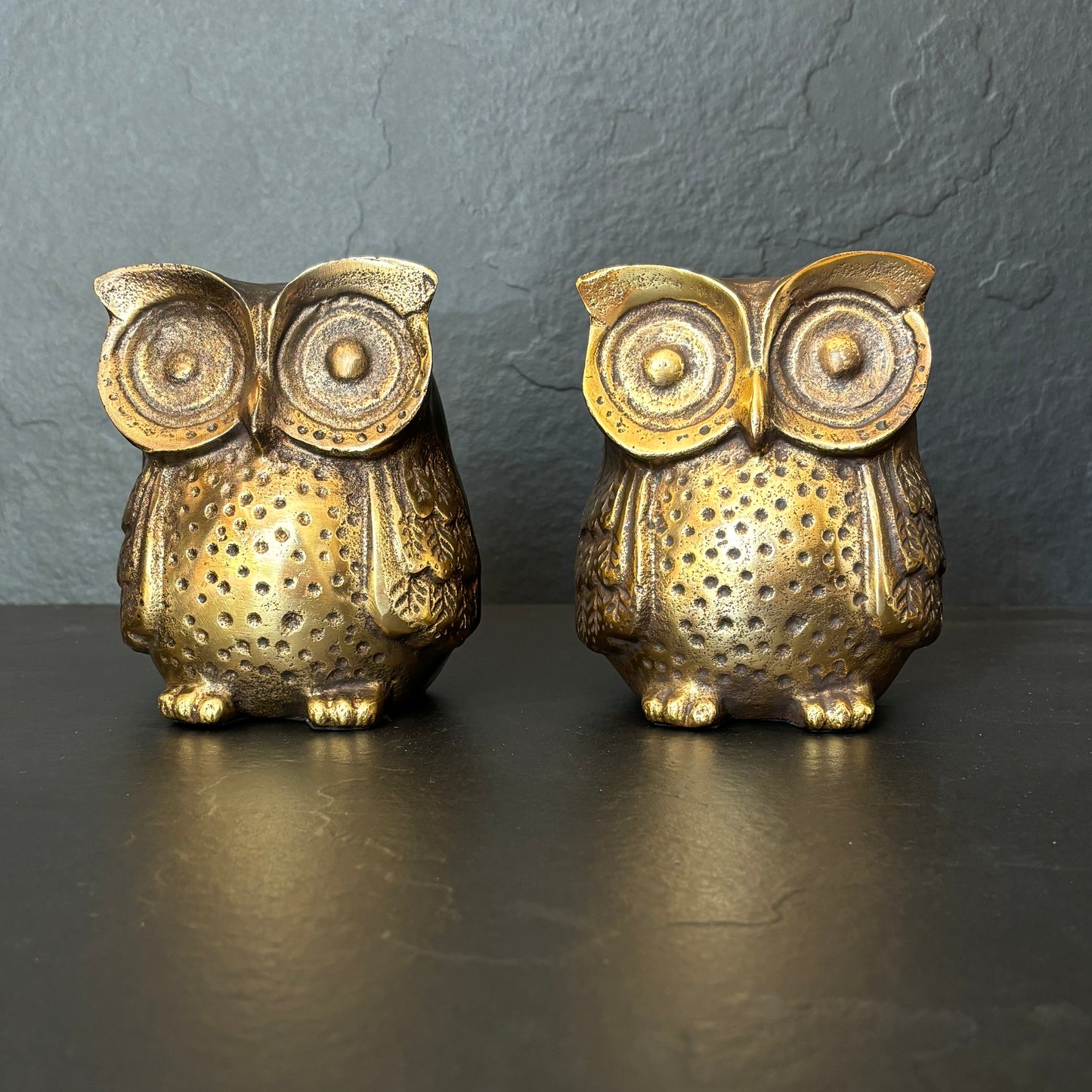 Antique Gold Metal Fat Owl