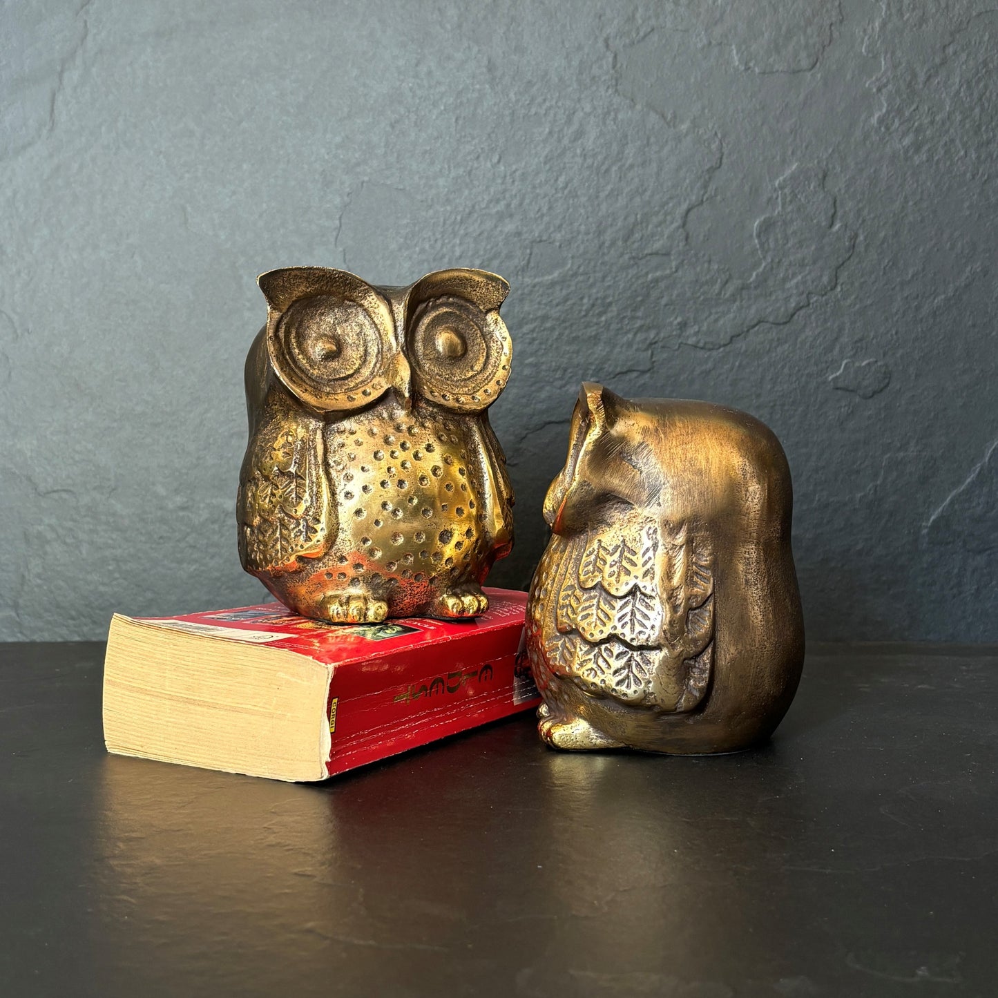 Antique Gold Metal Fat Owl