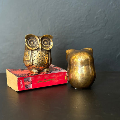 Antique Gold Metal Owl