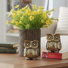 Antique Gold Metal Fat Owl