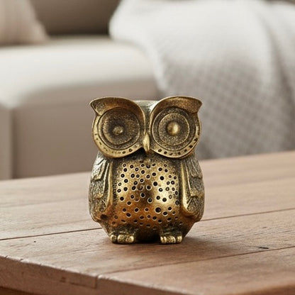 Antique Gold Metal Fat Owl