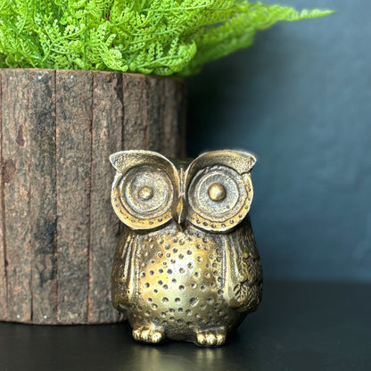 Antique Gold Metal Fat Owl