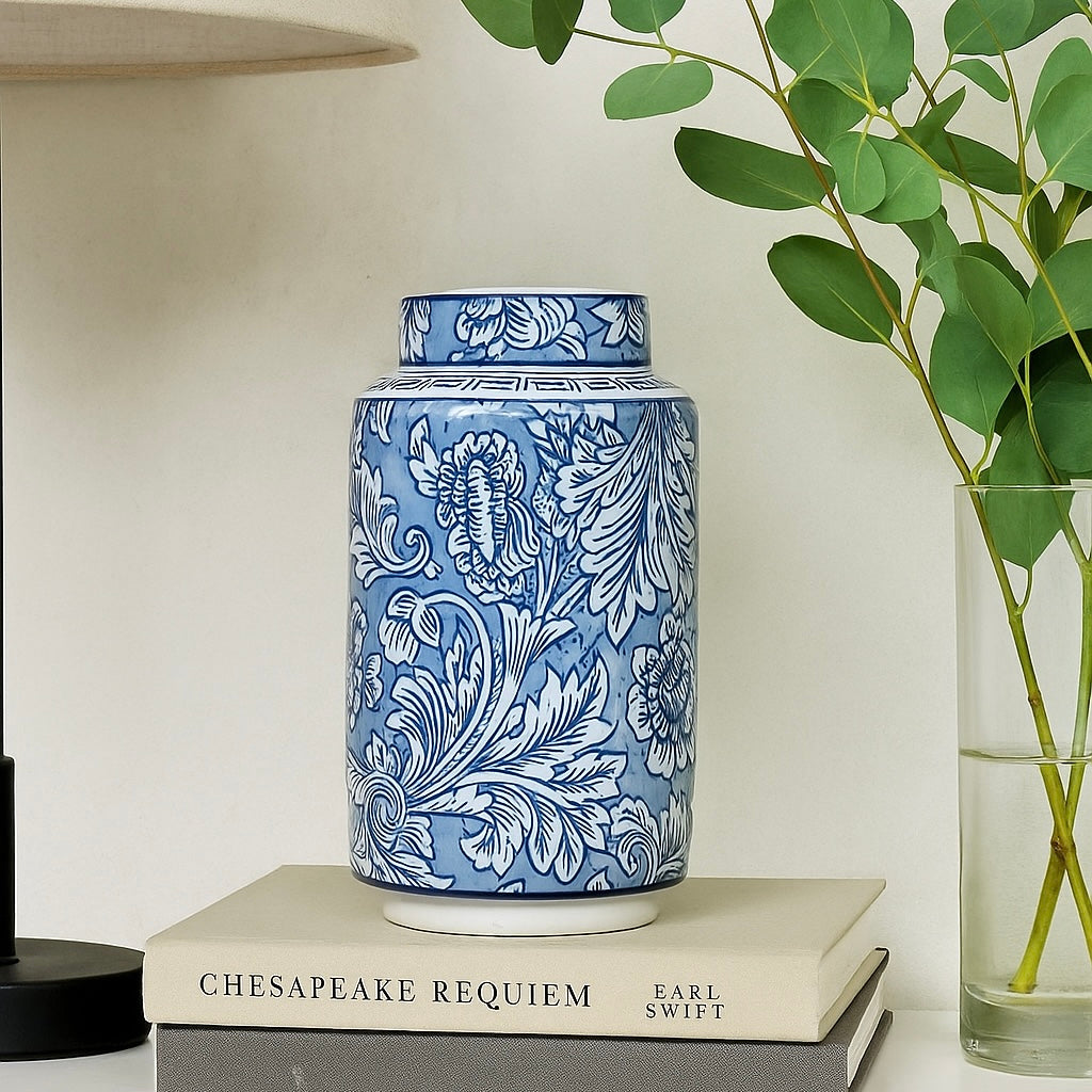 Blue And White Mughal Bloom Vase