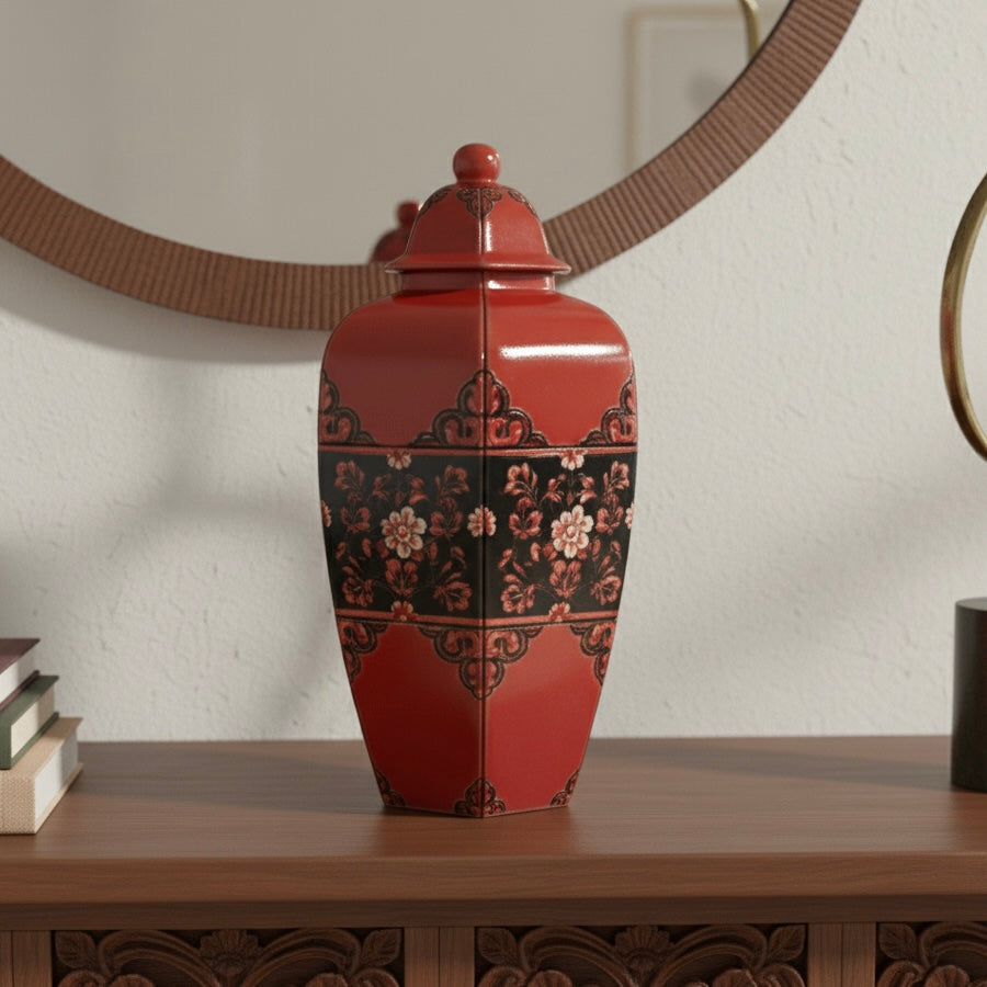 Red Decorative Temple Jar