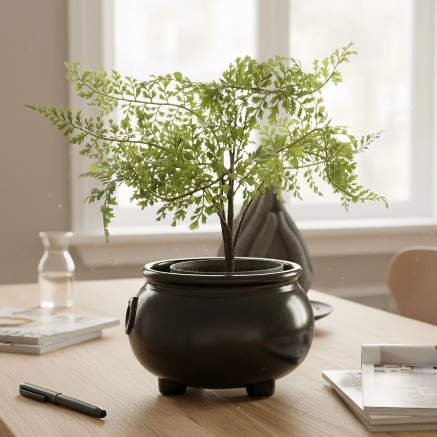 Black Round Footed Ceramic Handi Planter