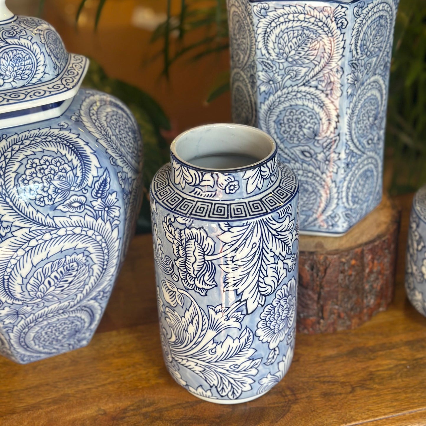 Royal Blue Floral Porcelain Vase