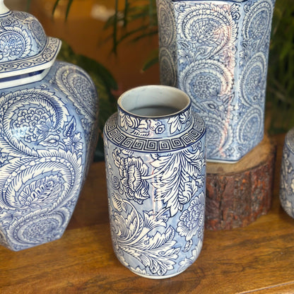 Royal Blue Floral Porcelain Vase