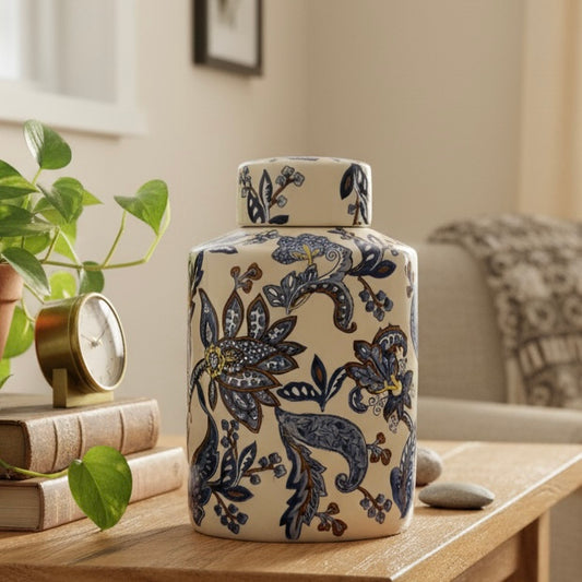 Classic Blue Botanics Ceramic Jar