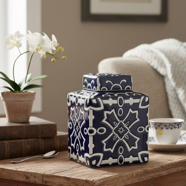 Handpainted Glazed Decorative Jar