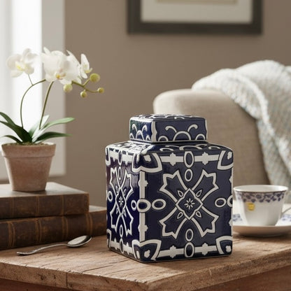 Handpainted Glazed Decorative Jar