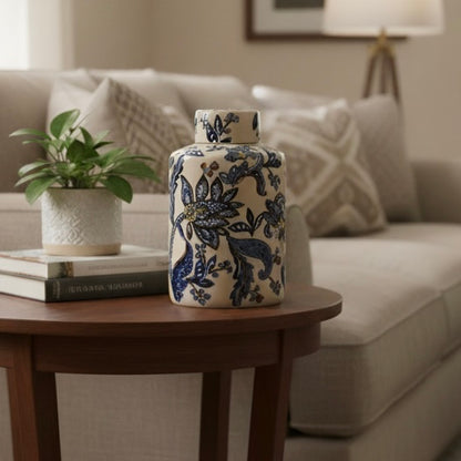 Classic Blue Botanics Ceramic Jar