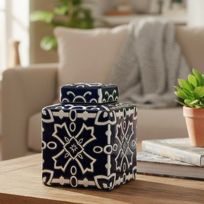 Handpainted Glazed Decorative Jar