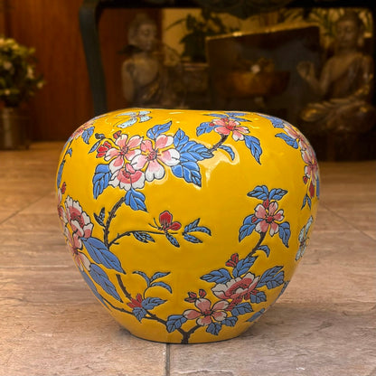 Yellow Blossom Pod Ceramic Vase