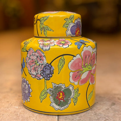 Sunlight Bloom Hand-Painted Ginger Jar