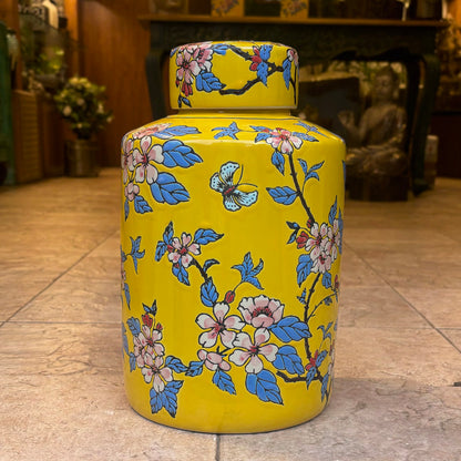 Blossom Breeze Hand-Painted Ceramic Jar