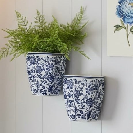 Blue And White Ceramic Wall Planter
