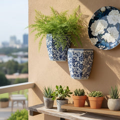 Blue And White Ceramic Wall Planter