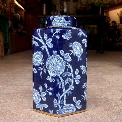 Midnight Peony Decorative Porcelain Jar