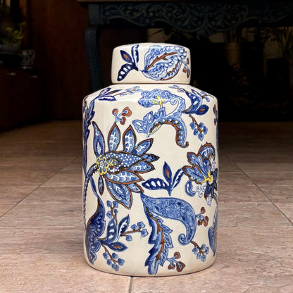 Classic Blue Botanics Ceramic Jar