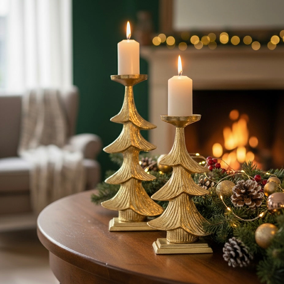 Gold Christmas Tree Candlestand