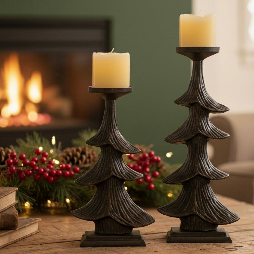 Rustic Christmas Tree Candlestand