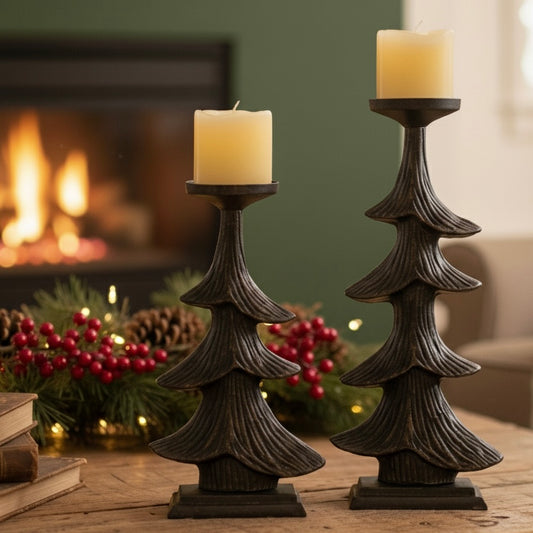 Rustic Christmas Tree Candlestand