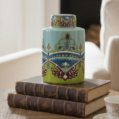 Regal Lotus Harmony Hand-Painted Ceramic Jar