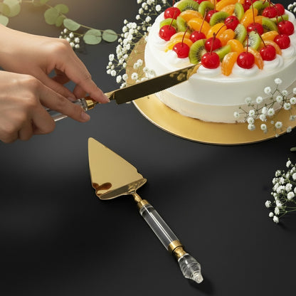 Opulent Gold Cake Server And Knife Set