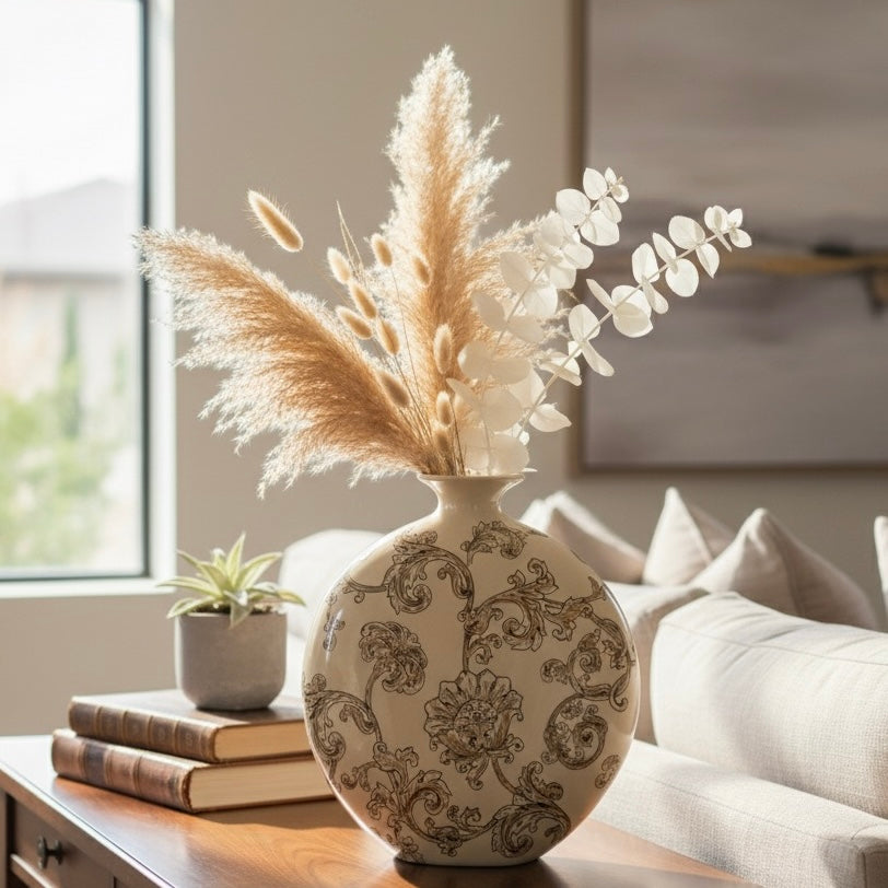 Ivory Grace Coral Ceramic Vase