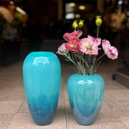 Ocean Blue Handblown Glass Vase