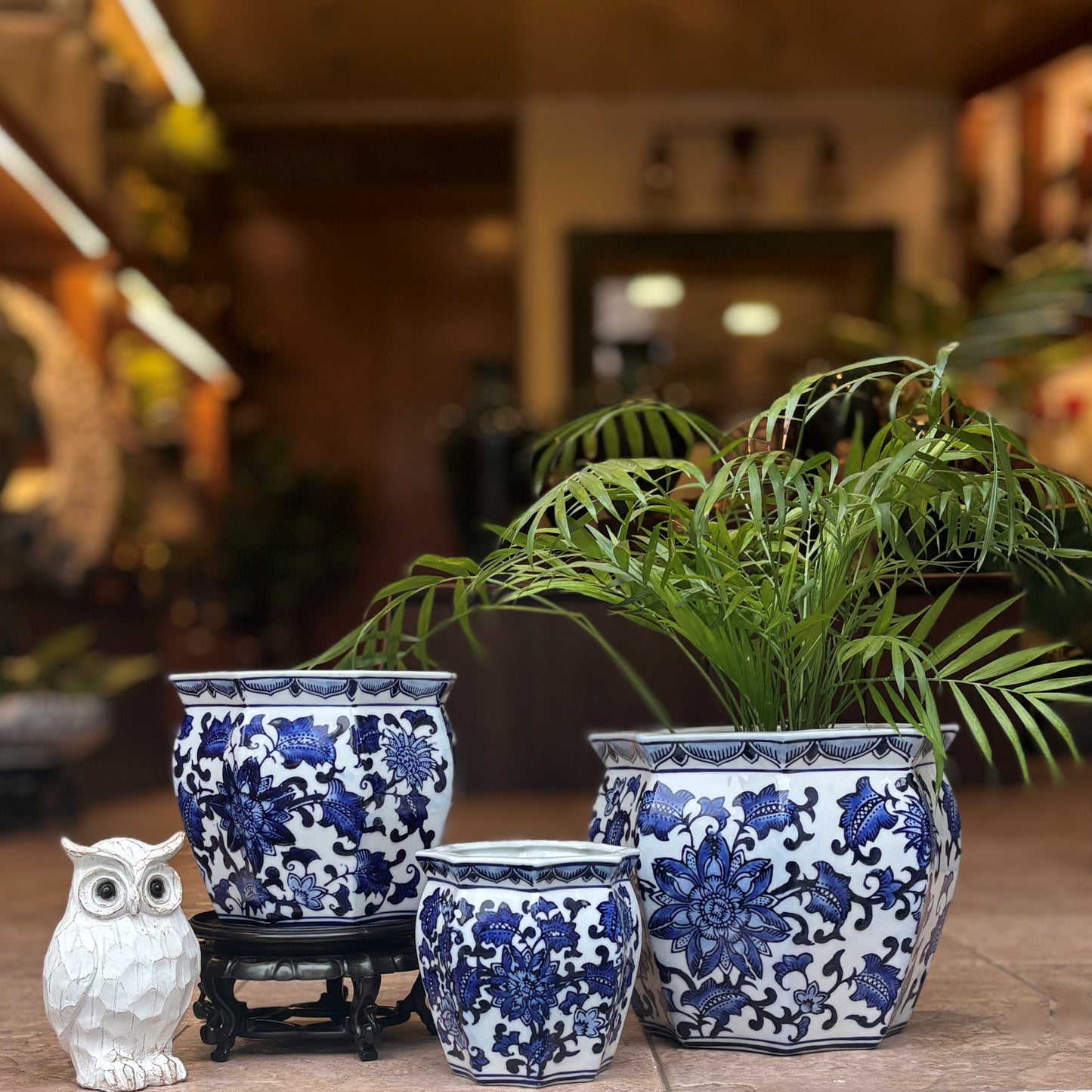 Blue And White Octagonal Porcelain Planter