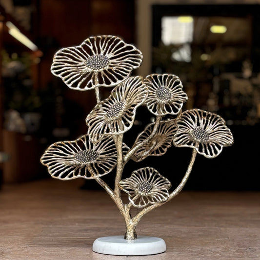 Nickel  Flower Decor with Marble Base