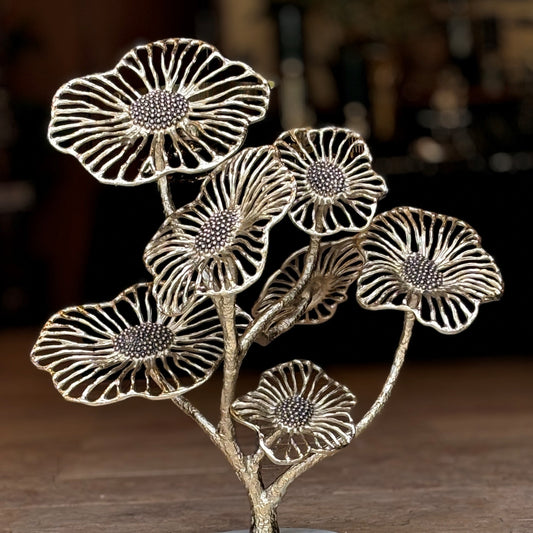 Nickel  Flower Decor with Marble Base