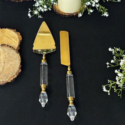 Opulent Gold Cake Server And Knife Set