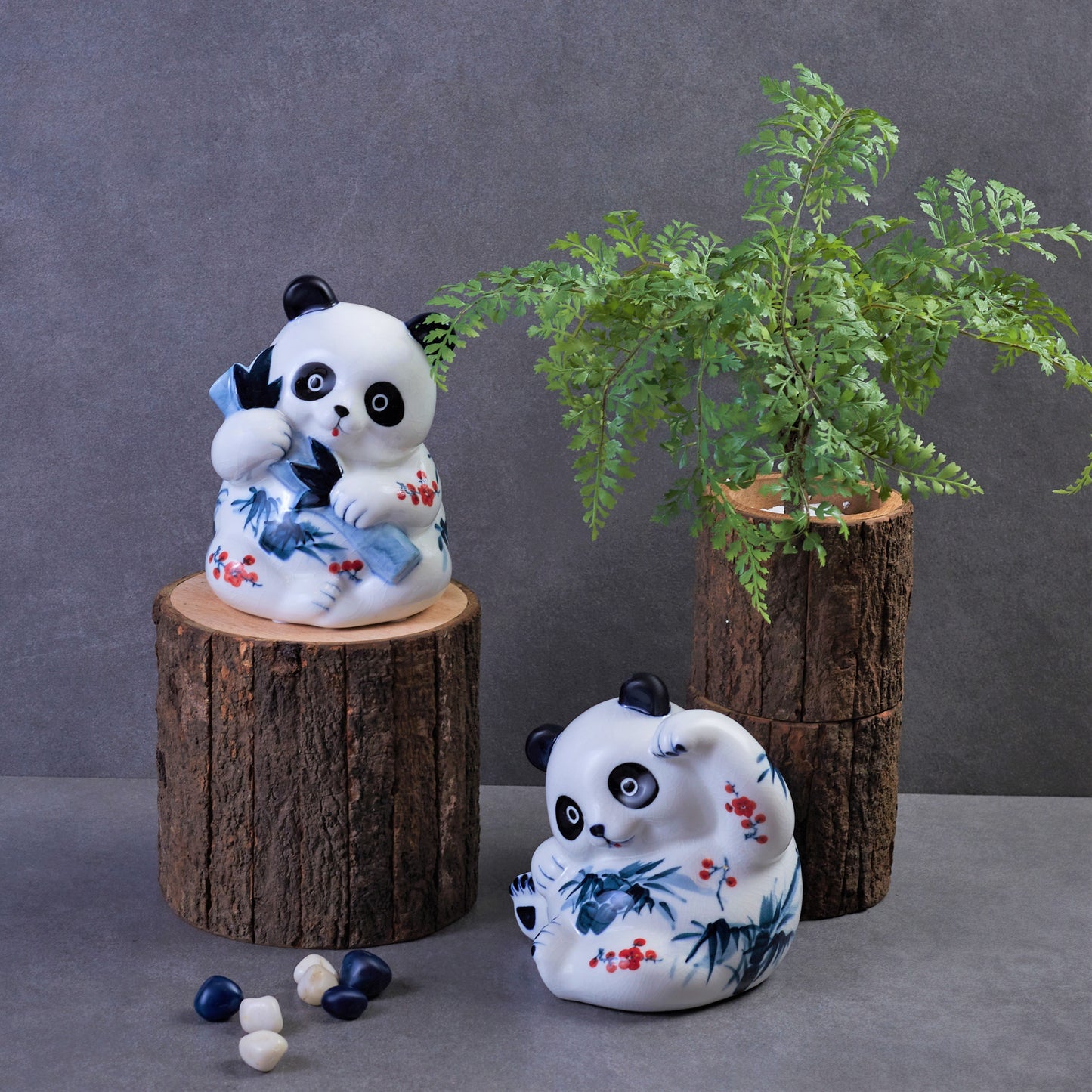 Blue & White Porcelain Panda Figurine