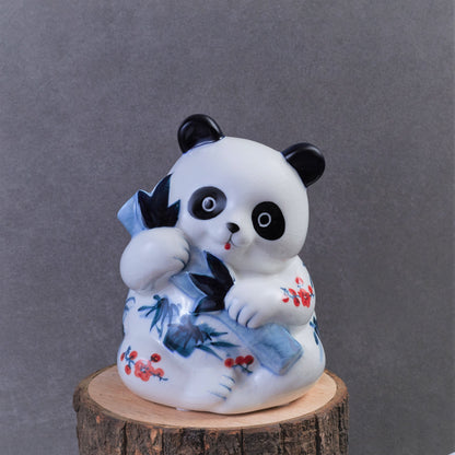 Blue & White Porcelain Panda Figurine