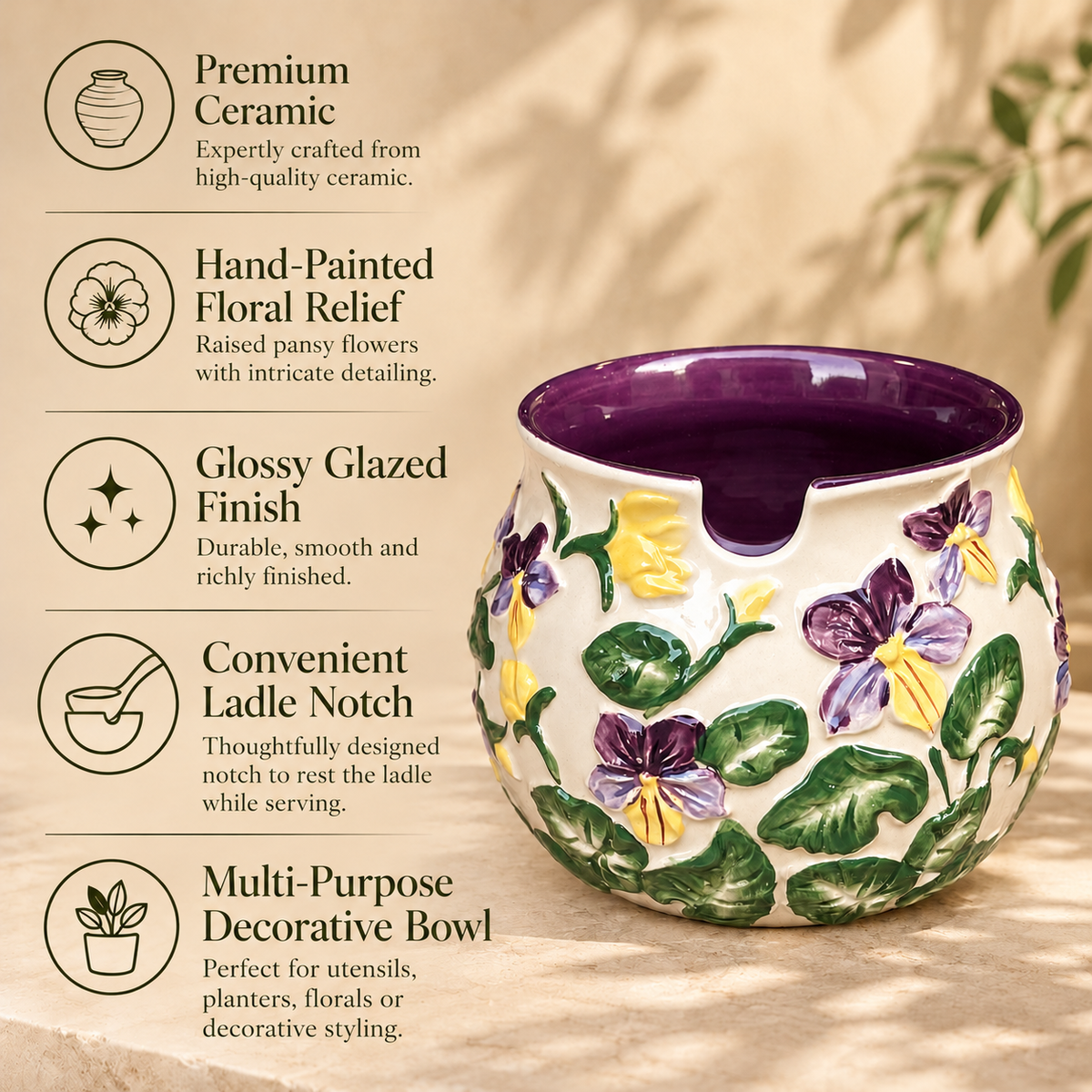 Decorative Hand-Painted Ceramic Bowl
