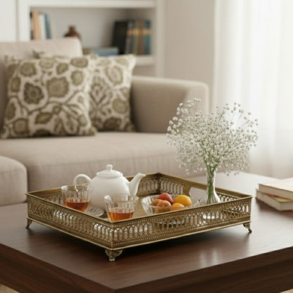 Rectangular Brass Footed Tray