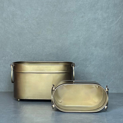 Vintage Brass Rectangular Planter