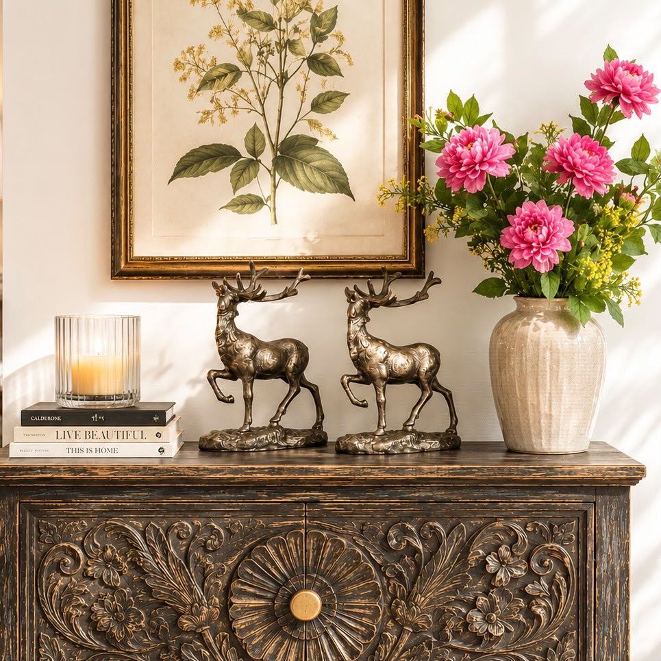 Antique Brass Stag Sculpture