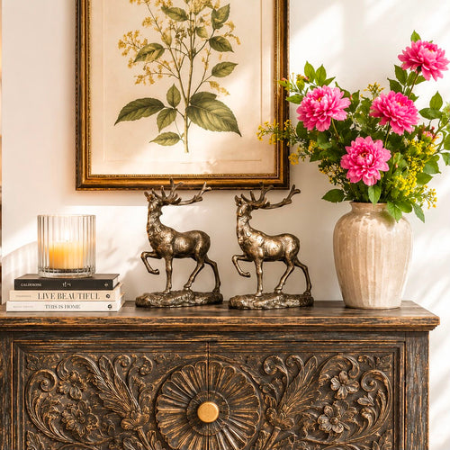 Antique Brass Stag Sculpture