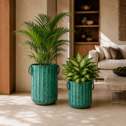 Patina Ribbed Indoor Planter