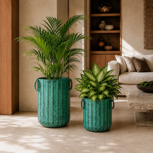 Patina Ribbed Indoor Planter