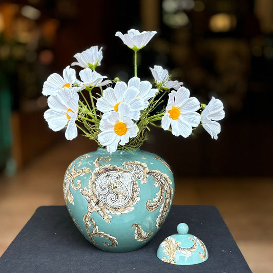 Heritage Bloom Ceramic Ginger Jar